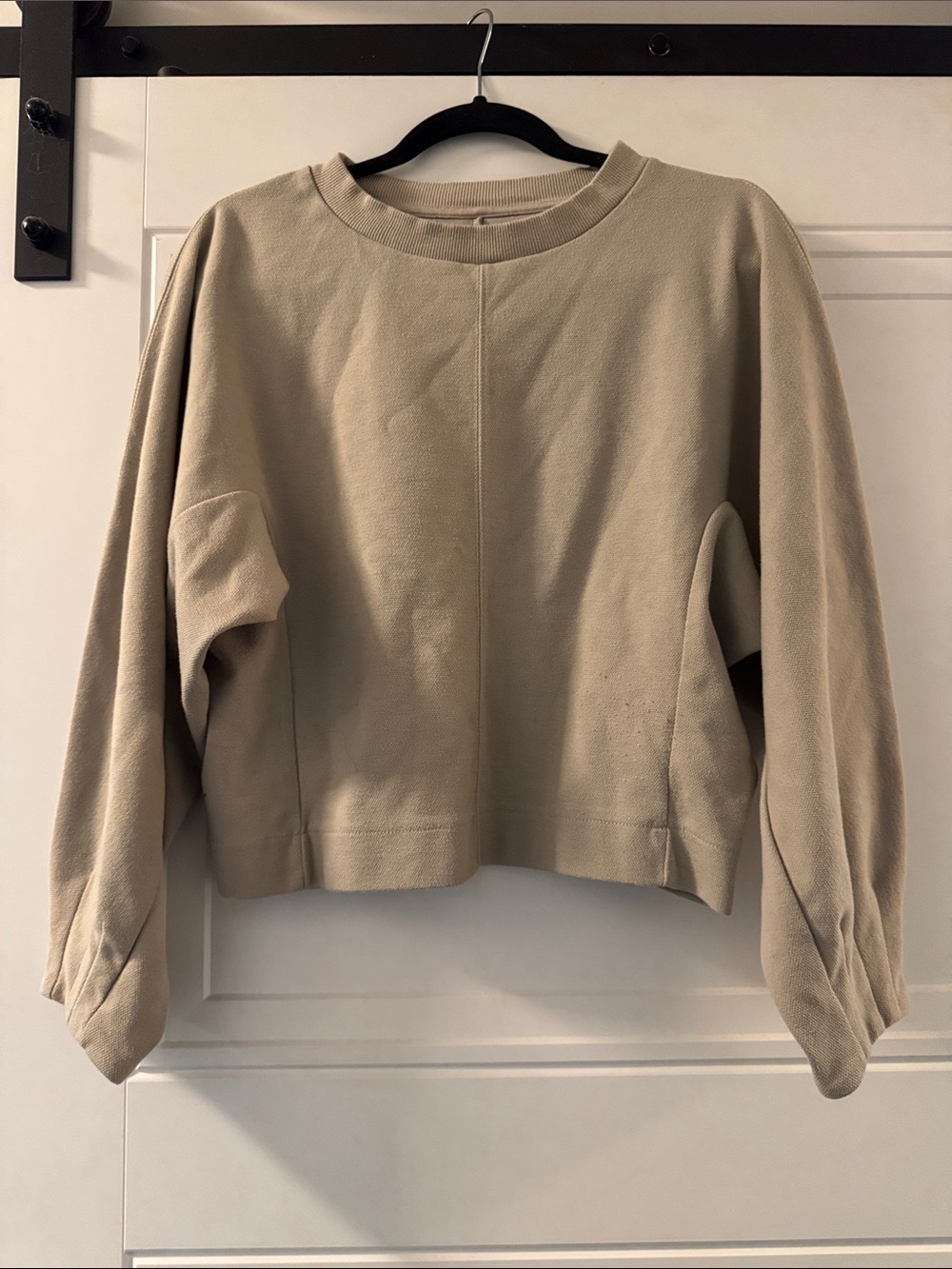 OAK + FORT Beige Boxy Crewneck Sweatshirt